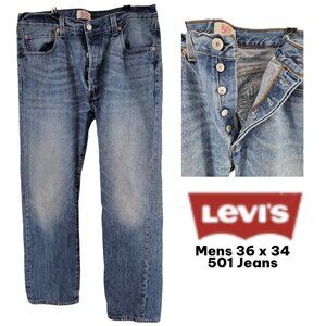 Levi’s 501 Original Button Fly Jeans | Men’s 36x34 | Broken-In | Classic Fit